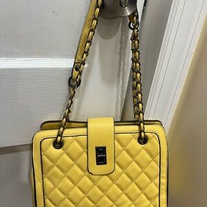 Yellow Quilted Chain Shoulder Bag